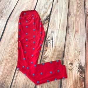 LuLaRoe red polka dot leggings
